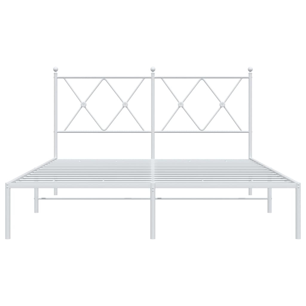 Metalni okvir za krevet s uzglavljem bijeli 135x190 cm