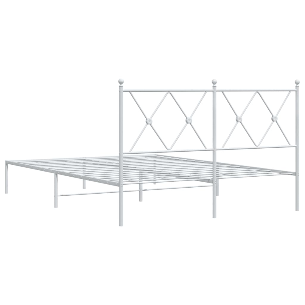 Metalni okvir za krevet s uzglavljem bijeli 135x190 cm
