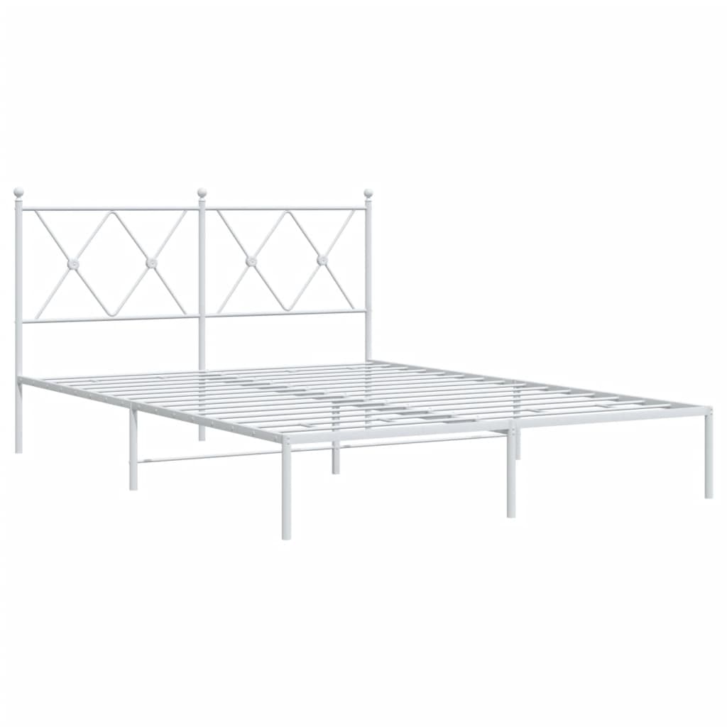 Metalni okvir za krevet s uzglavljem bijeli 140 x 190 cm