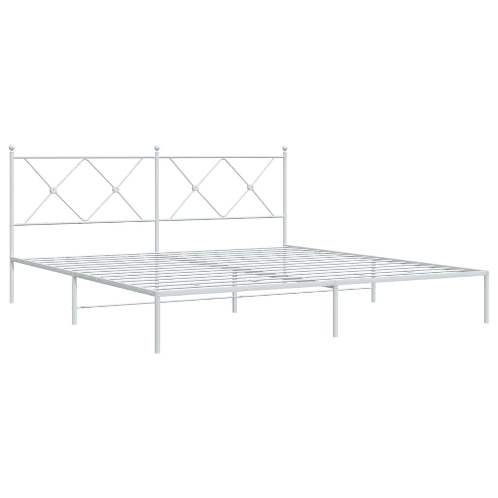 Metalni okvir za krevet s uzglavljem bijeli 180x200 cm