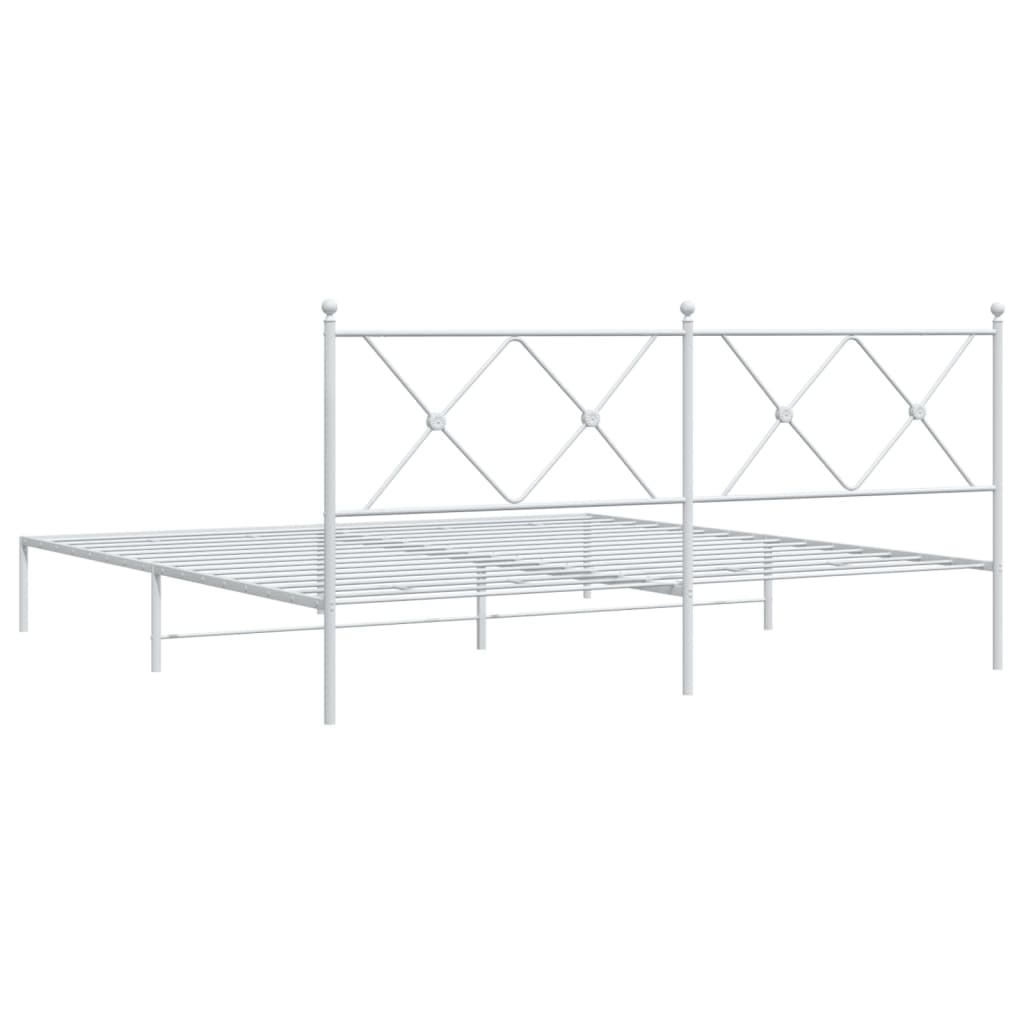 Metalni okvir za krevet s uzglavljem bijeli 183x213 cm