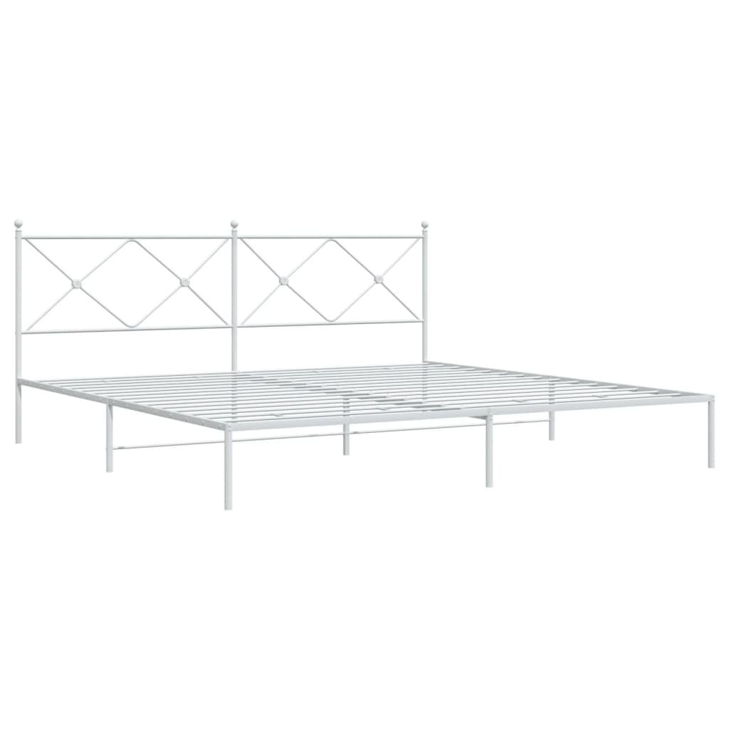 Metalni okvir za krevet s uzglavljem bijeli 200x200 cm