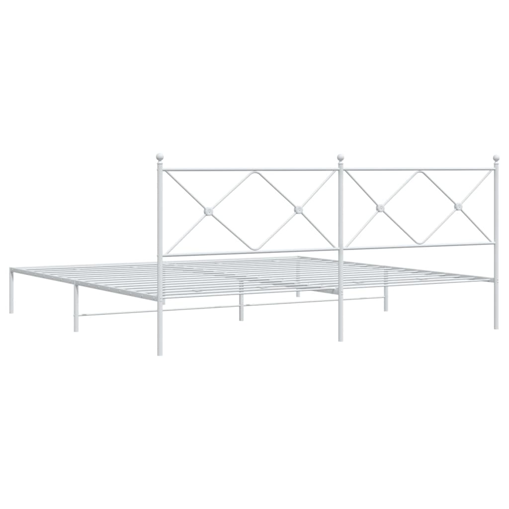 Metalni okvir za krevet s uzglavljem bijeli 200x200 cm