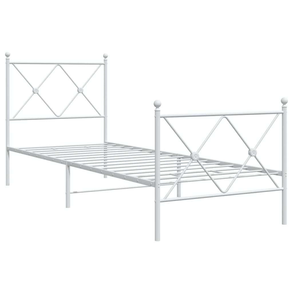 Metalni okvir kreveta uzglavlje i podnožje bijeli 80x200 cm
