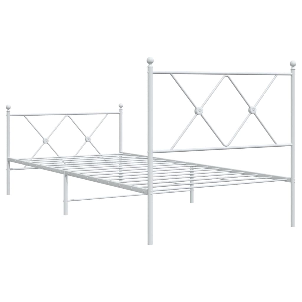 Metalni okvir kreveta uzglavlje i podnožje bijeli 90 x 200 cm