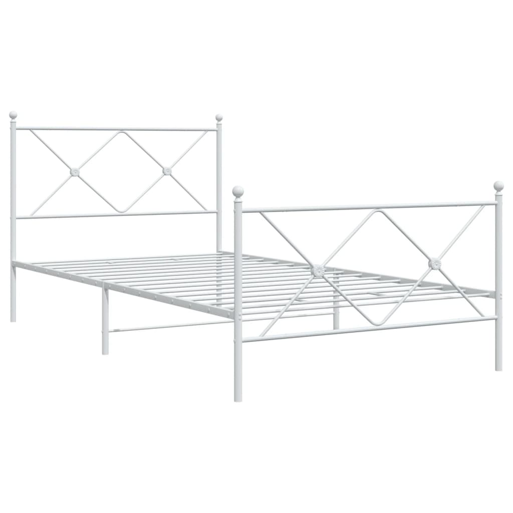 Metalni okvir kreveta uzglavlje i podnožje bijeli 100x190 cm