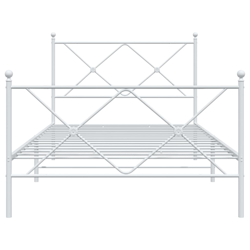 Metalni okvir kreveta uzglavlje i podnožje bijeli 100x190 cm