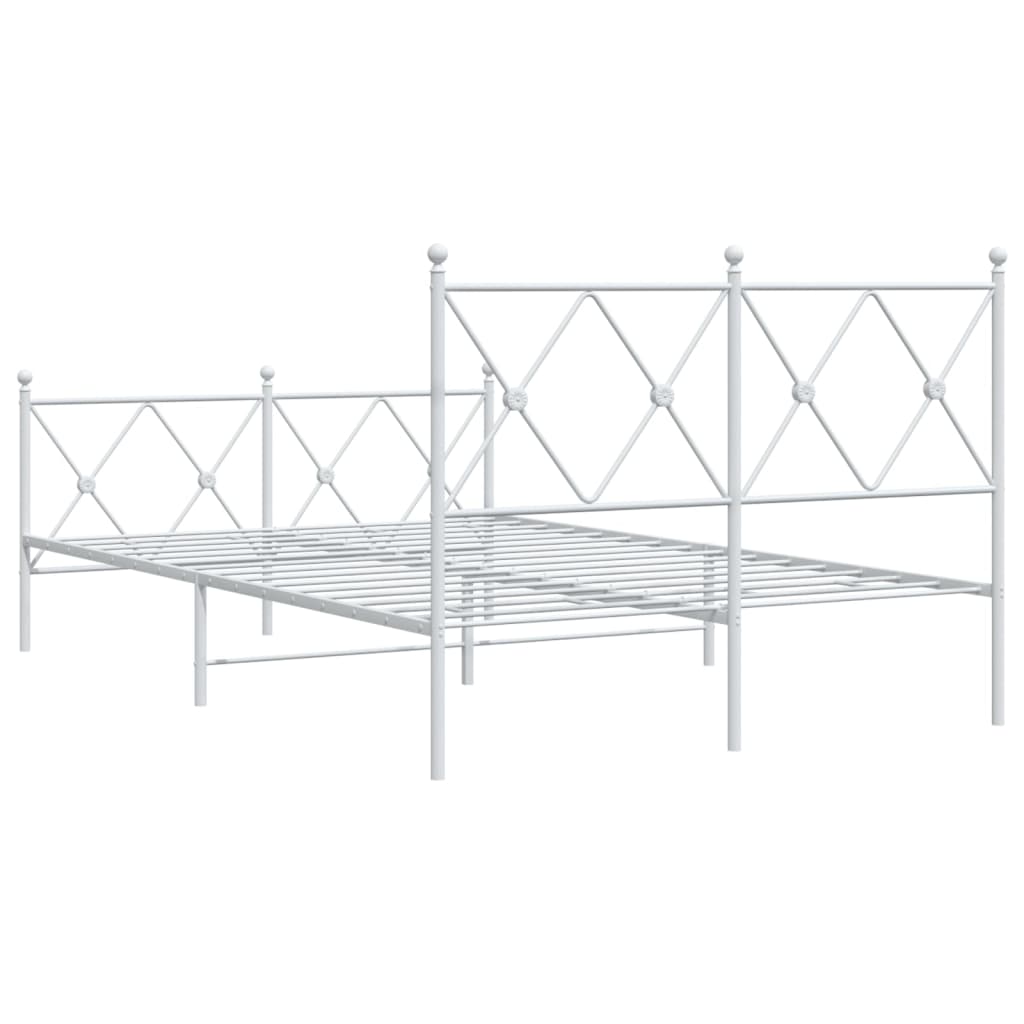 Metalni okvir kreveta uzglavlje i podnožje bijeli 120x200 cm