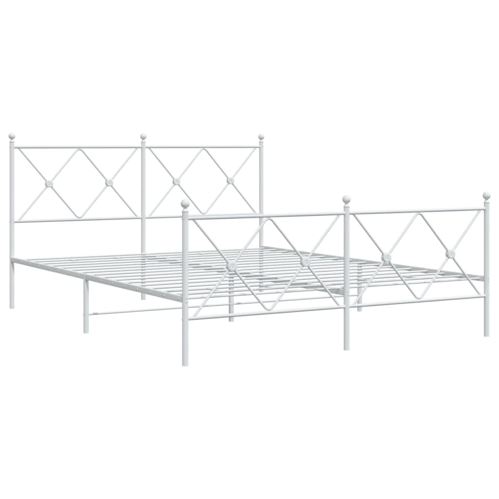 Metalni okvir kreveta uzglavlje i podnožje bijeli 150 x 200 cm