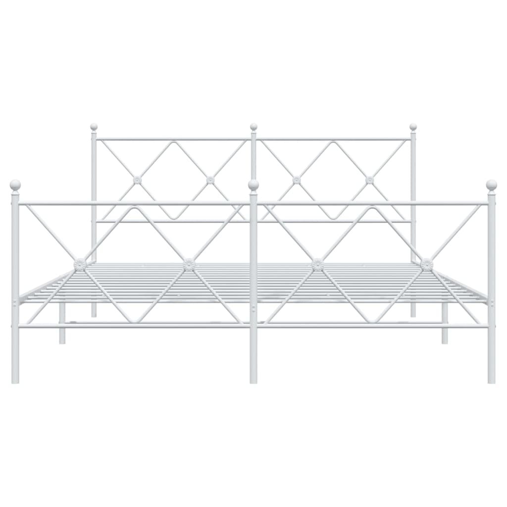 Metalni okvir kreveta uzglavlje i podnožje bijeli 150 x 200 cm