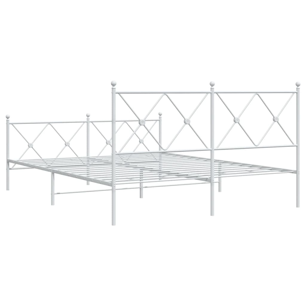 Metalni okvir kreveta uzglavlje i podnožje bijeli 150 x 200 cm
