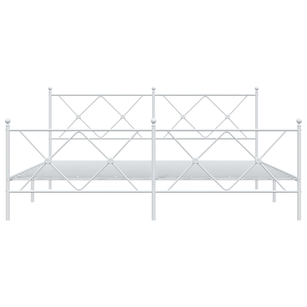 Metalni okvir kreveta uzglavlje i podnožje bijeli 183x213 cm