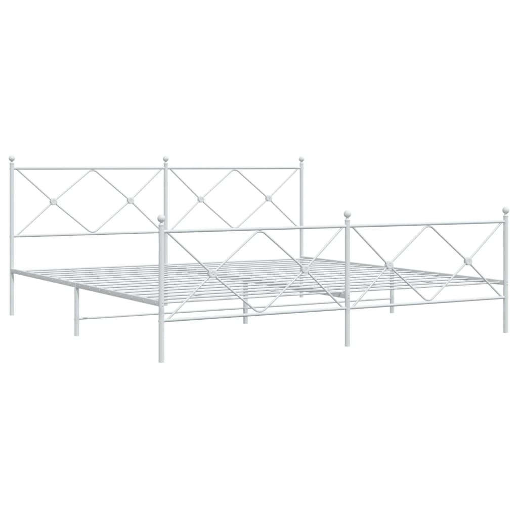Metalni okvir kreveta uzglavlje i podnožje bijeli 200x200 cm