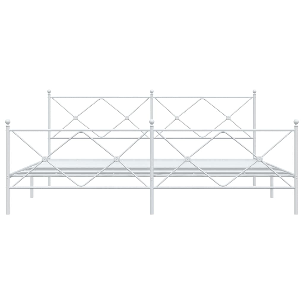 Metalni okvir kreveta uzglavlje i podnožje bijeli 200x200 cm