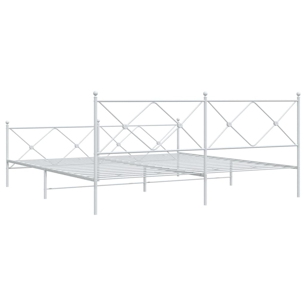 Metalni okvir kreveta uzglavlje i podnožje bijeli 200x200 cm