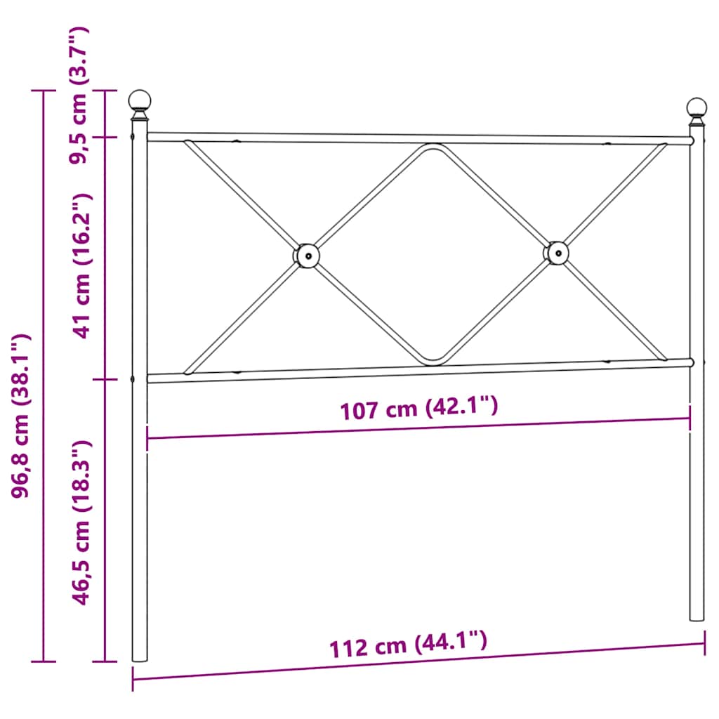 Metalno zamjensko uzglavlje bijelo 107 cm