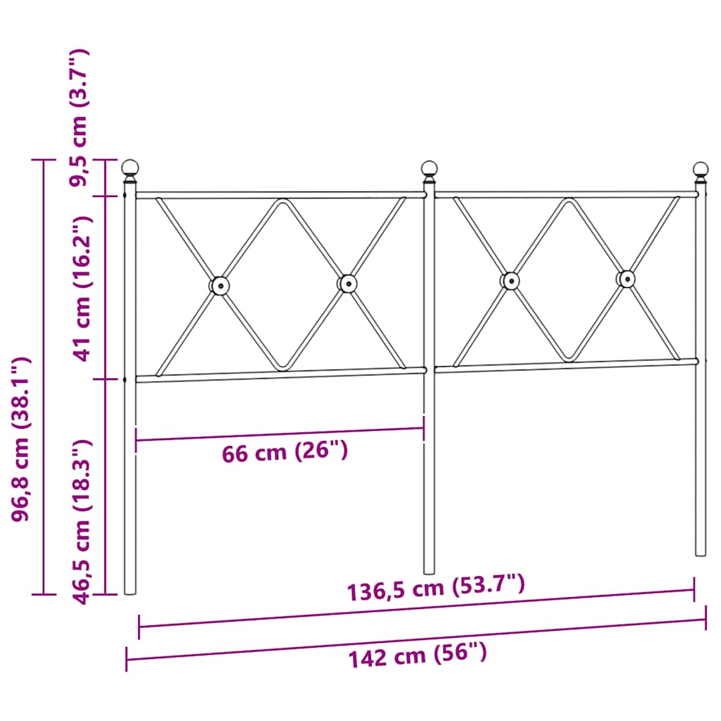Metalno zamjensko uzglavlje bijelo 137 cm