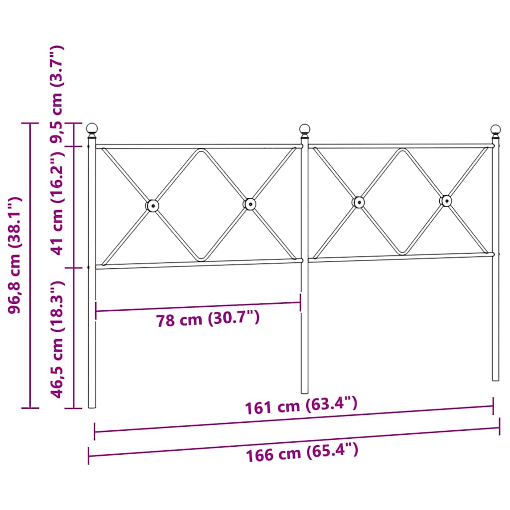 Metalno zamjensko uzglavlje bijelo 160 cm