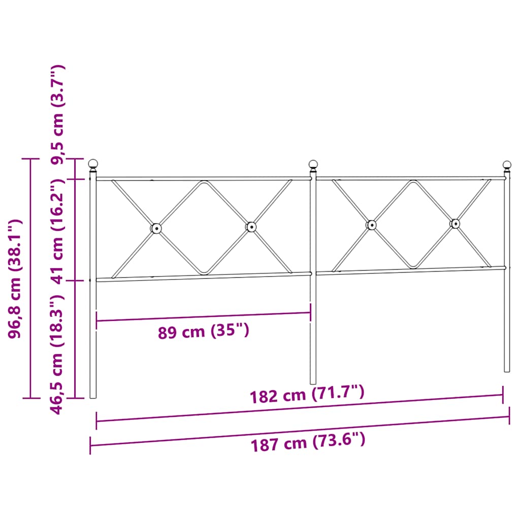 Metalno zamjensko uzglavlje bijelo 180 cm