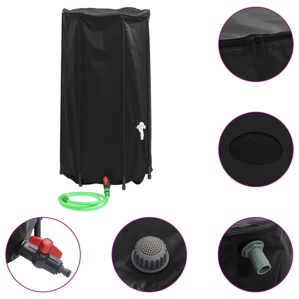 Spremnik za vodu sa slavinom sklopivi 100 L PVC Crna