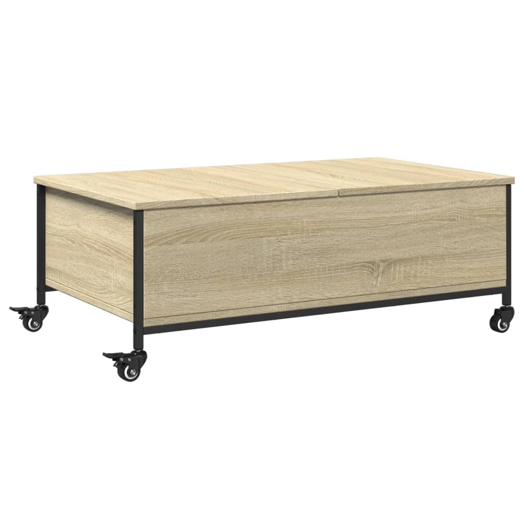 Stolić za kavu s kotačima boja hrasta sonome 91x55x34 cm drveni
