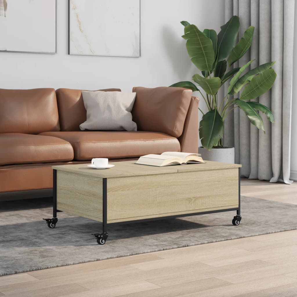 Stolić za kavu s kotačima boja hrasta sonome 91x55x34 cm drveni