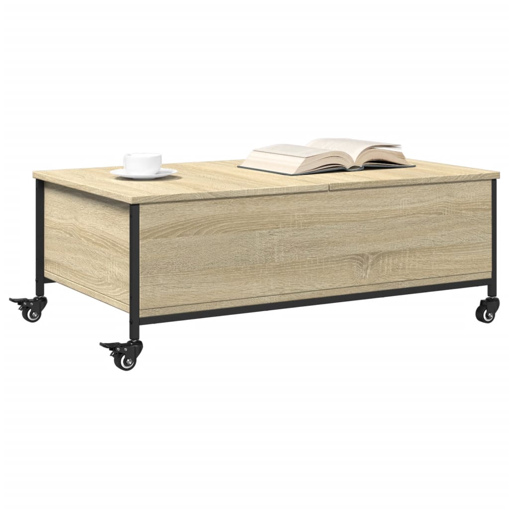 Stolić za kavu s kotačima boja hrasta sonome 91x55x34 cm drveni