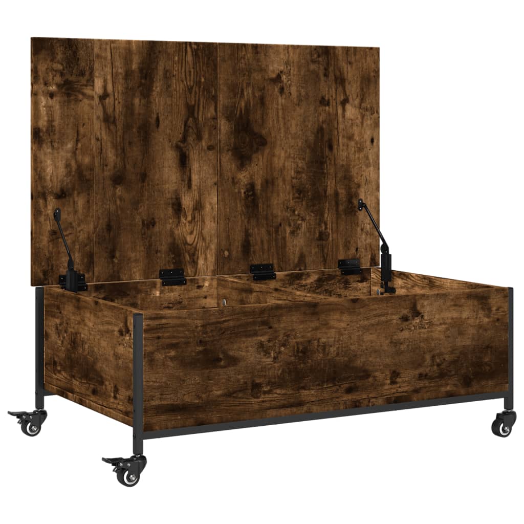 Stolić za kavu s kotačima boja hrasta 91 x 55 x 34 cm drveni