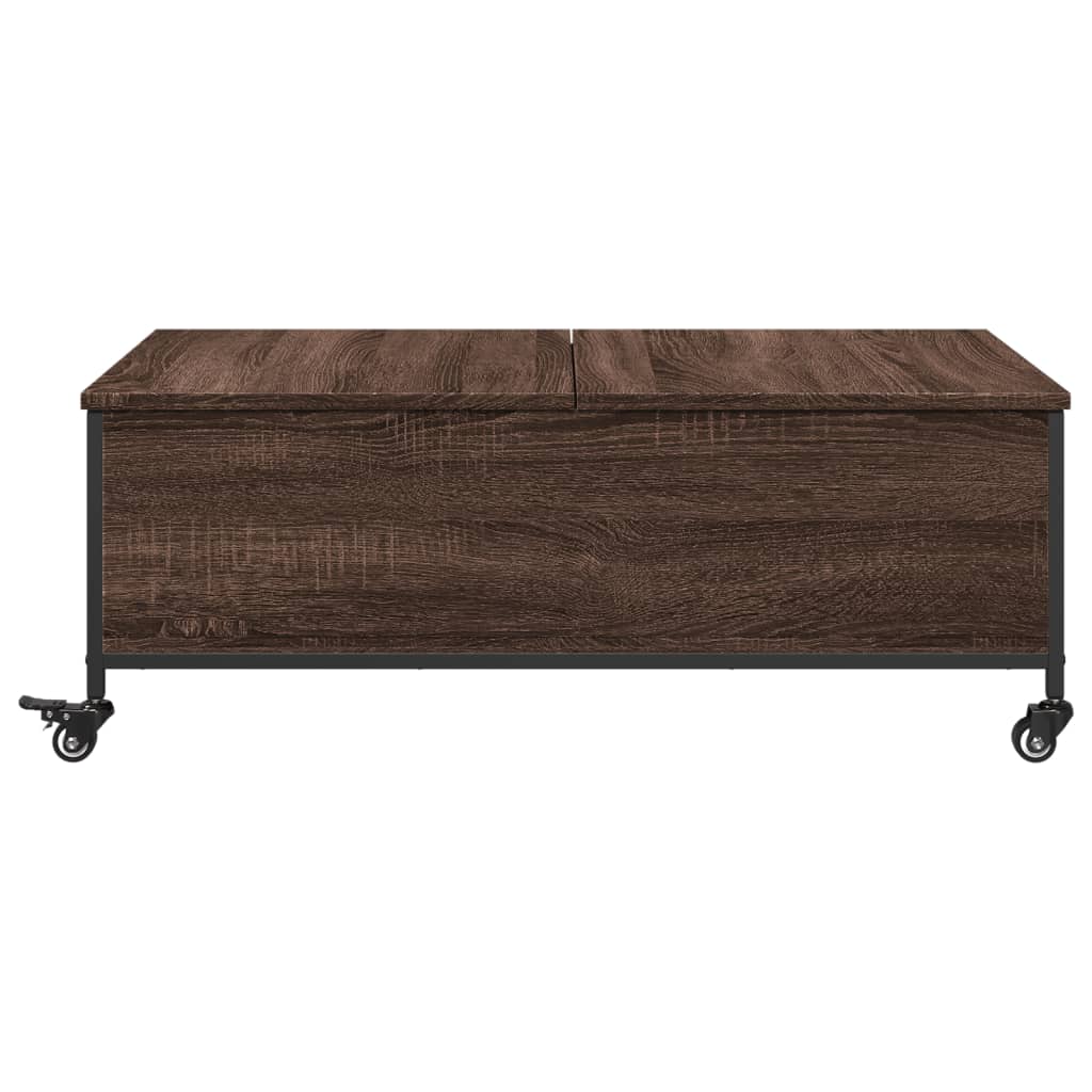 Stolić za kavu s kotačima smeđa boja hrasta 91x55x34 cm drveni