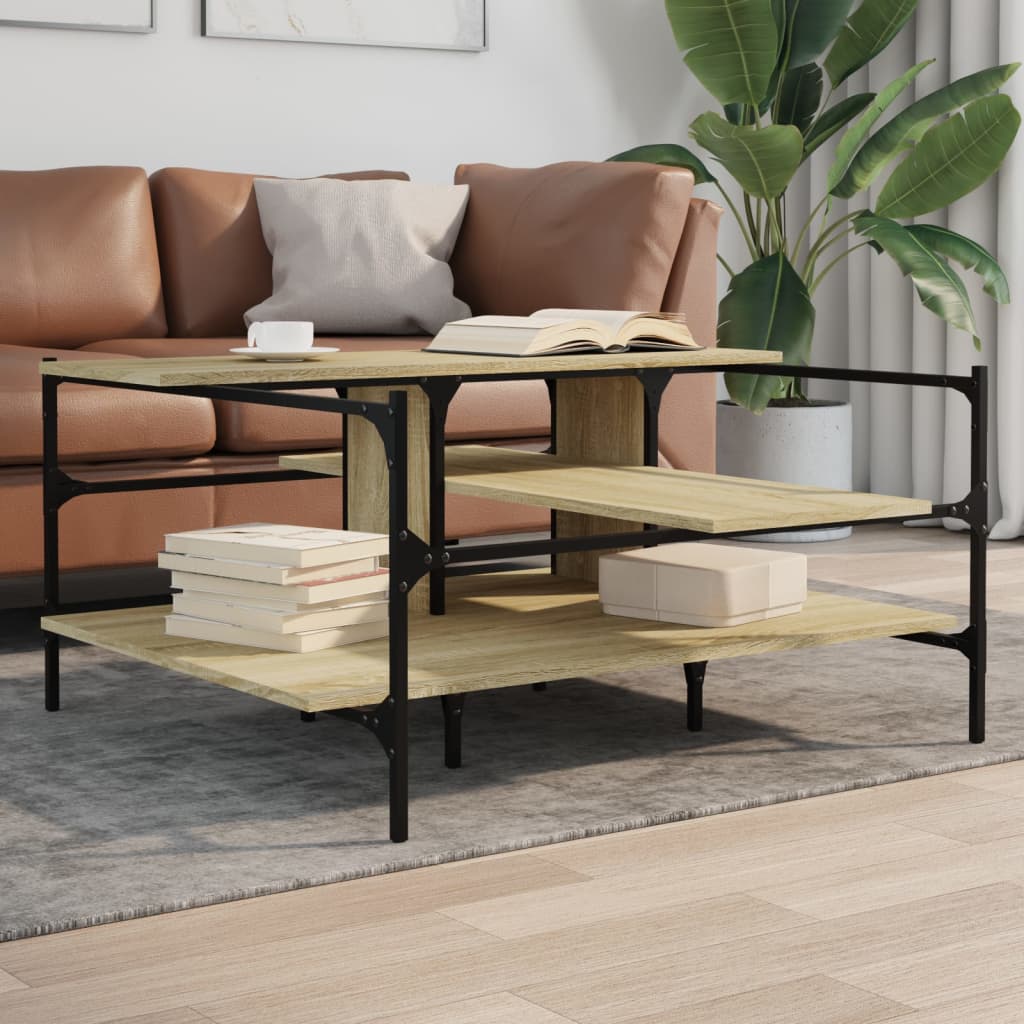 Stolić za kavu boja hrasta 100x100x48,5 cm konstruirano drvo