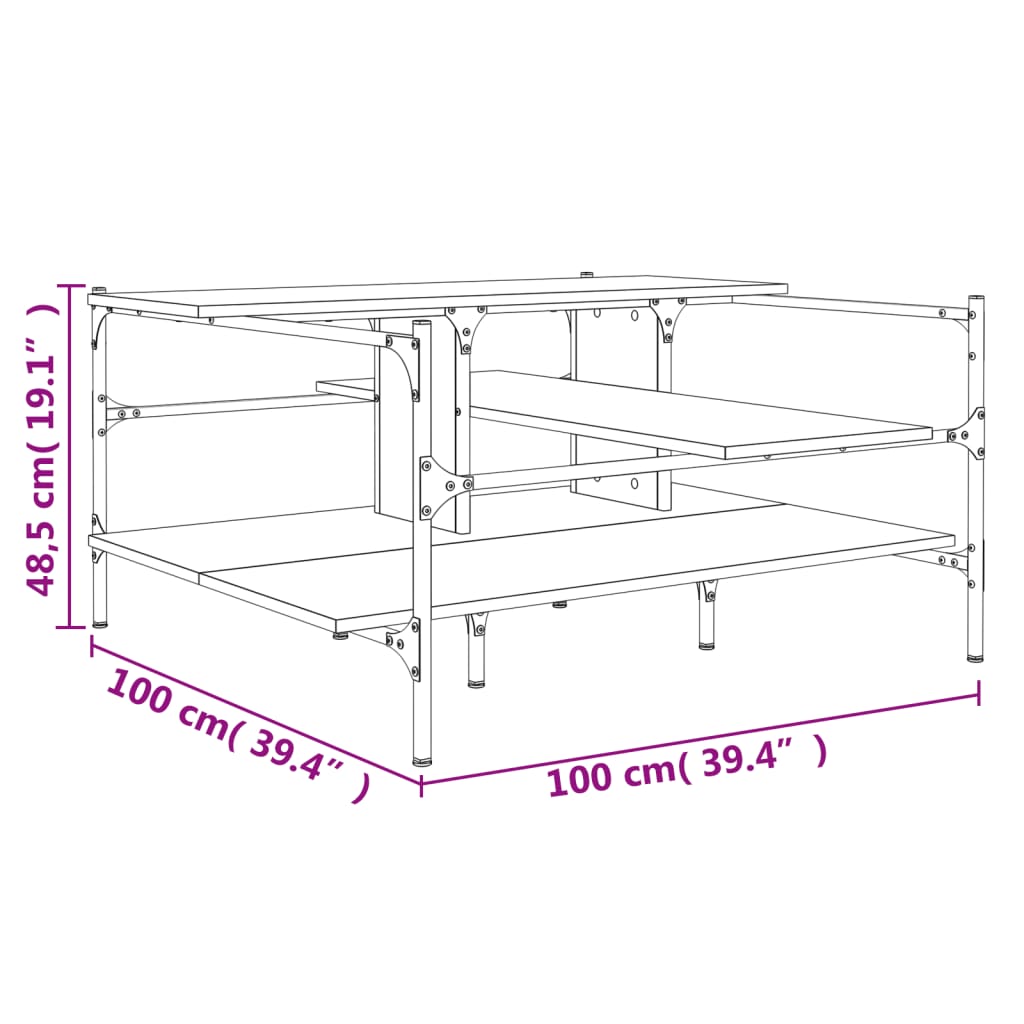 Stolić za kavu siva boja hrasta 100x100x48,5 cm