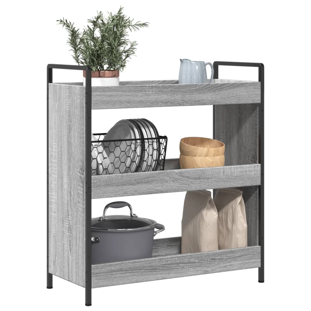 Kuhinjska kolica siva boja hrasta 70x30x82 cm konstruirano drvo