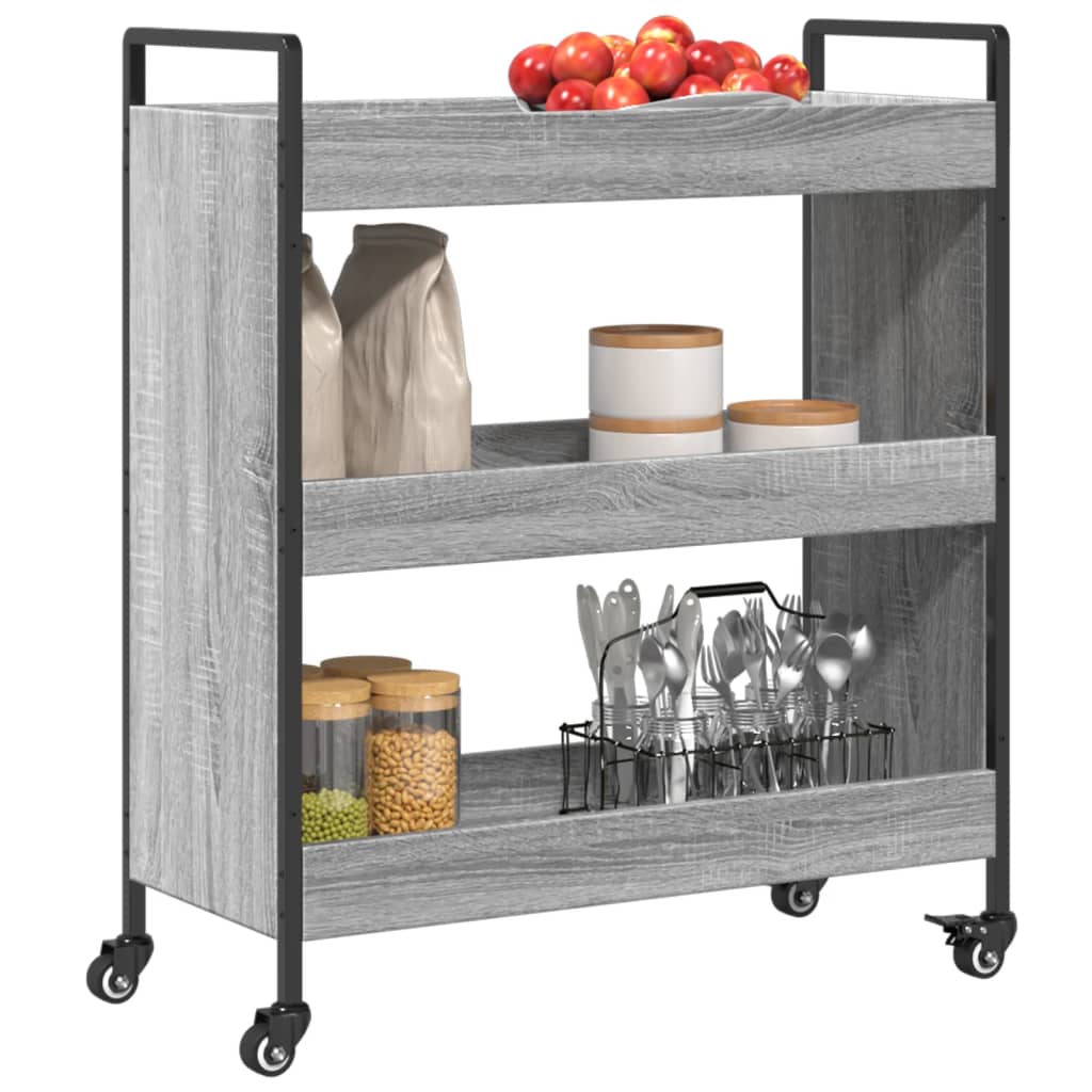 Kuhinjska kolica siva boja hrasta 70x30x82 cm konstruirano drvo
