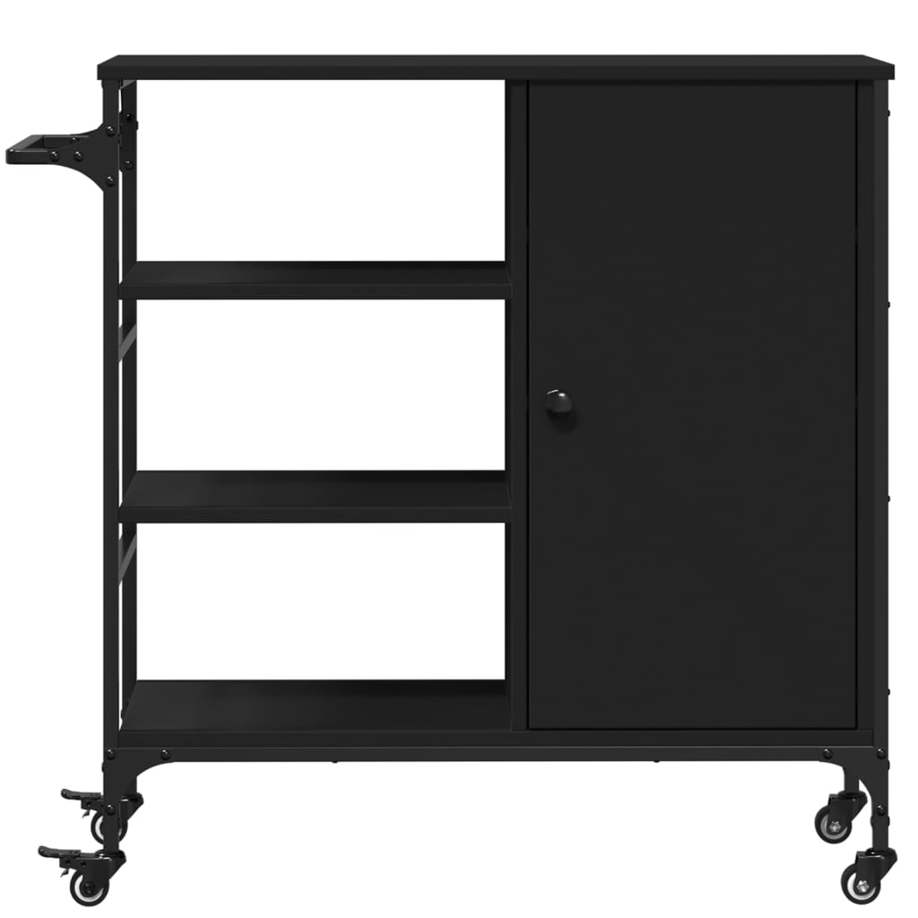 Kuhinjska kolica crna 87,5x38,5x84,5 cm od konstruiranog drva