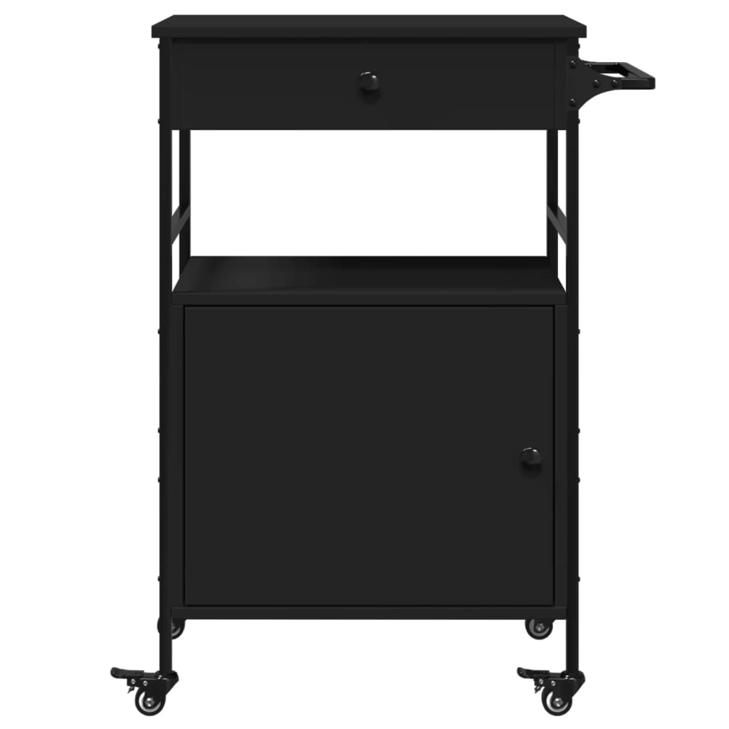 Kuhinjska kolica crna 56 x 43 x 89,5 cm od konstruiranog drva