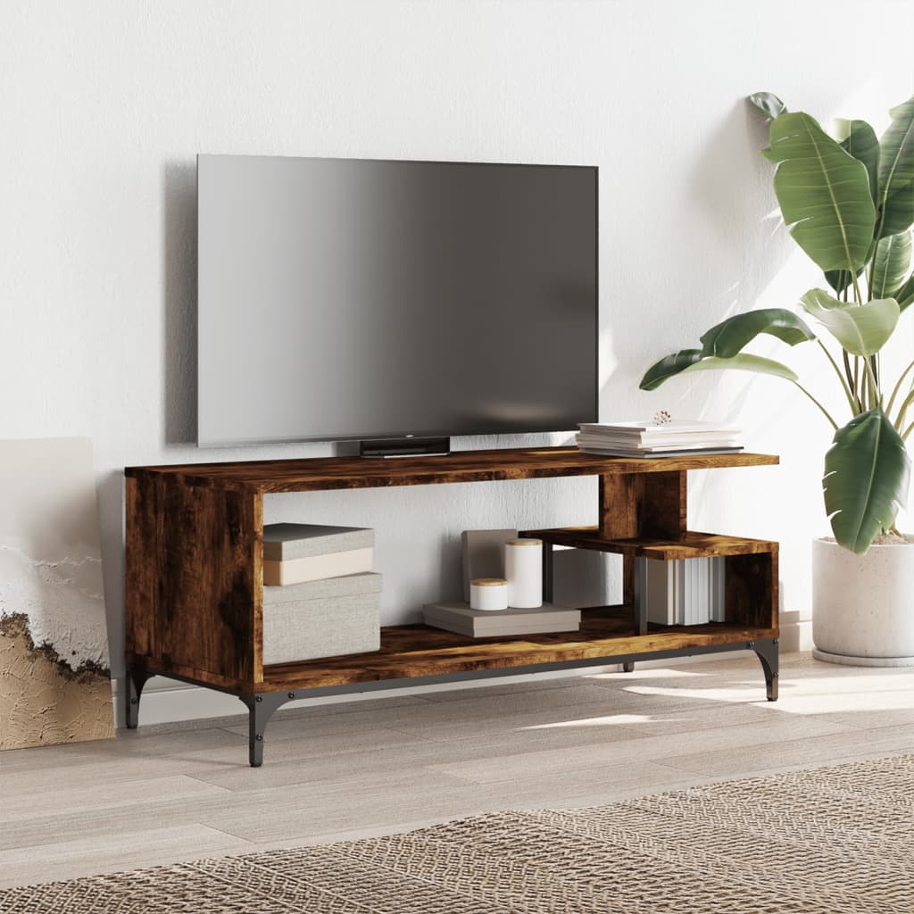 TV ormarić boja hrasta 102x40x41 cm konstruirano drvo i čelik