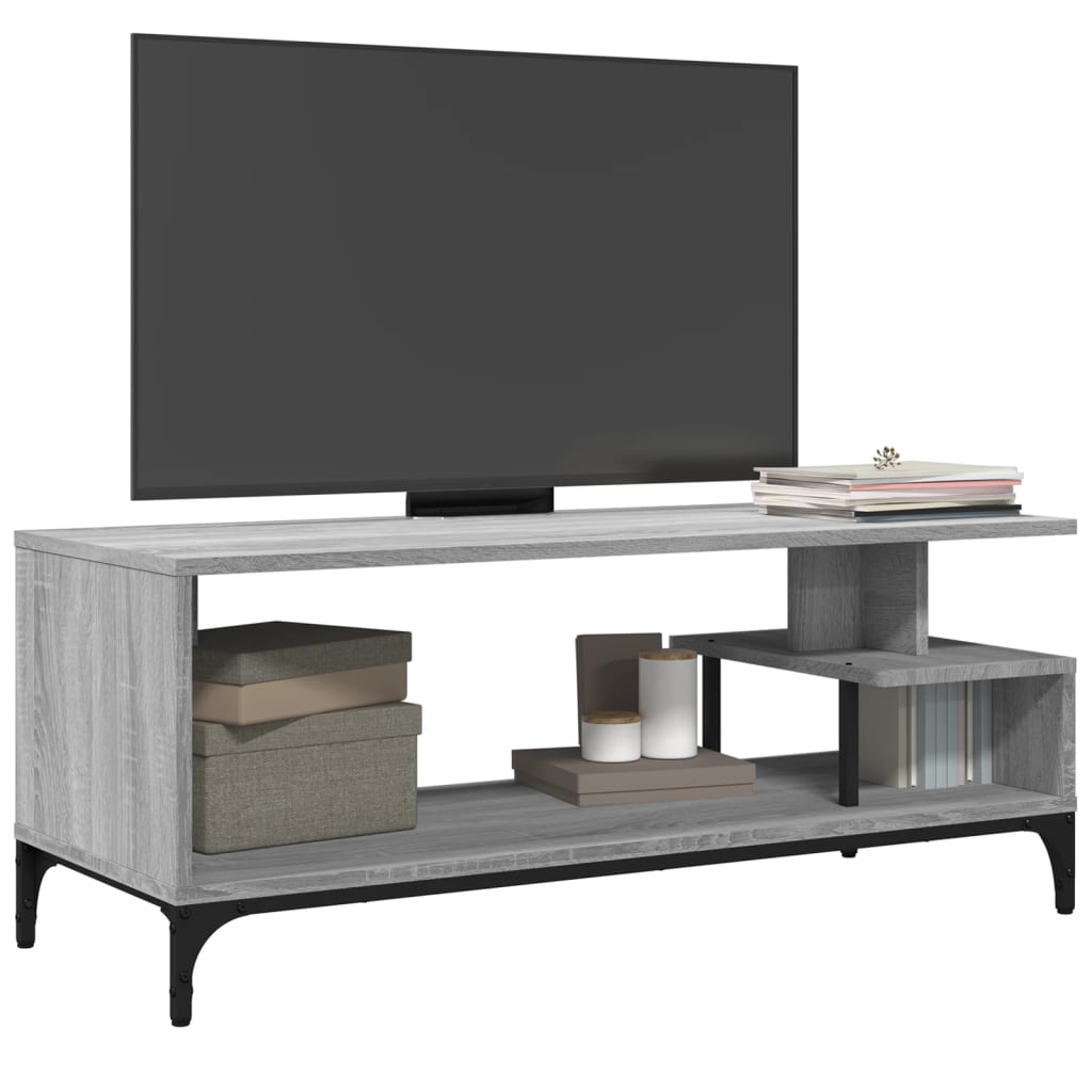 TV ormarić boja hrasta 102x40x41 cm konstruirano drvo i čelik