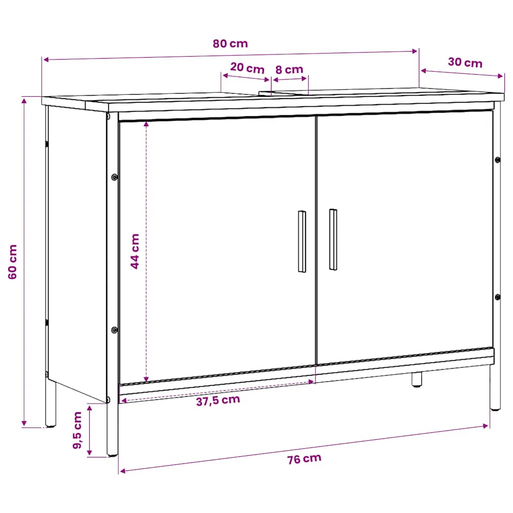 Ormarić za umivaonik boja dimljenog hrasta 80x30x60 cm drveni