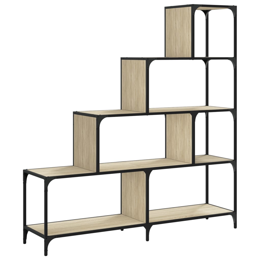 Regal za knjige s 4 razine boja hrasta 139x33,5x149 cm drveni