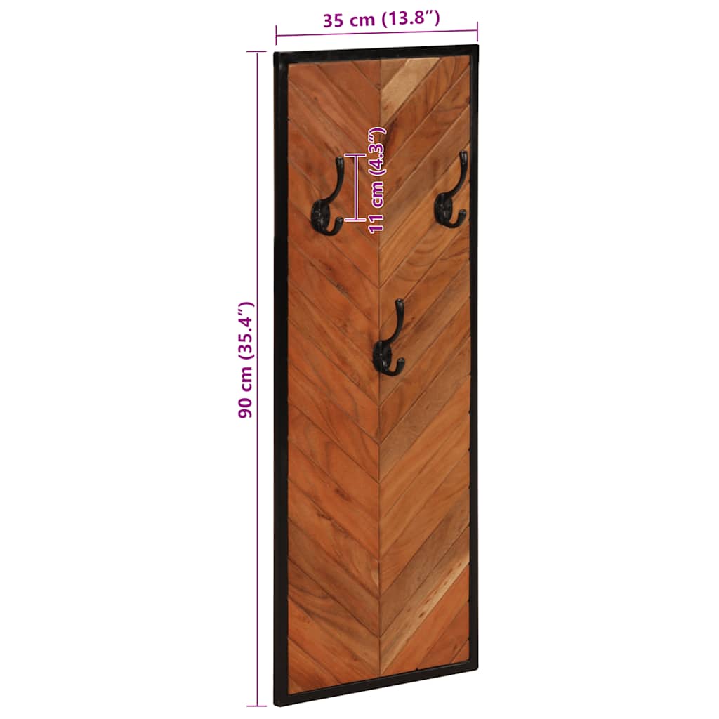 Vješalice za kapute 2 kom 35x1x90 cm Puno drvo bagrem