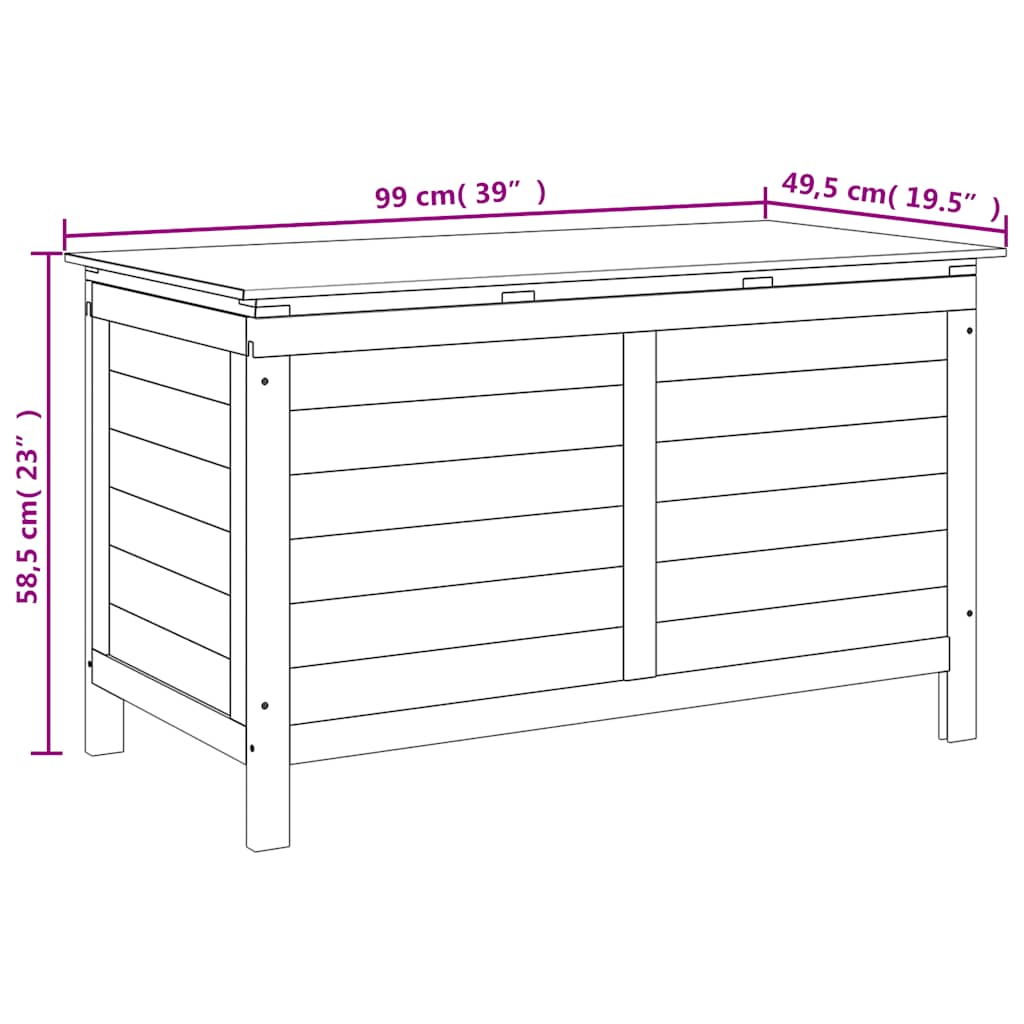 Vrtna kutija za pohranu 99 x 49,5 x 58,5 cm od masivne jelovine