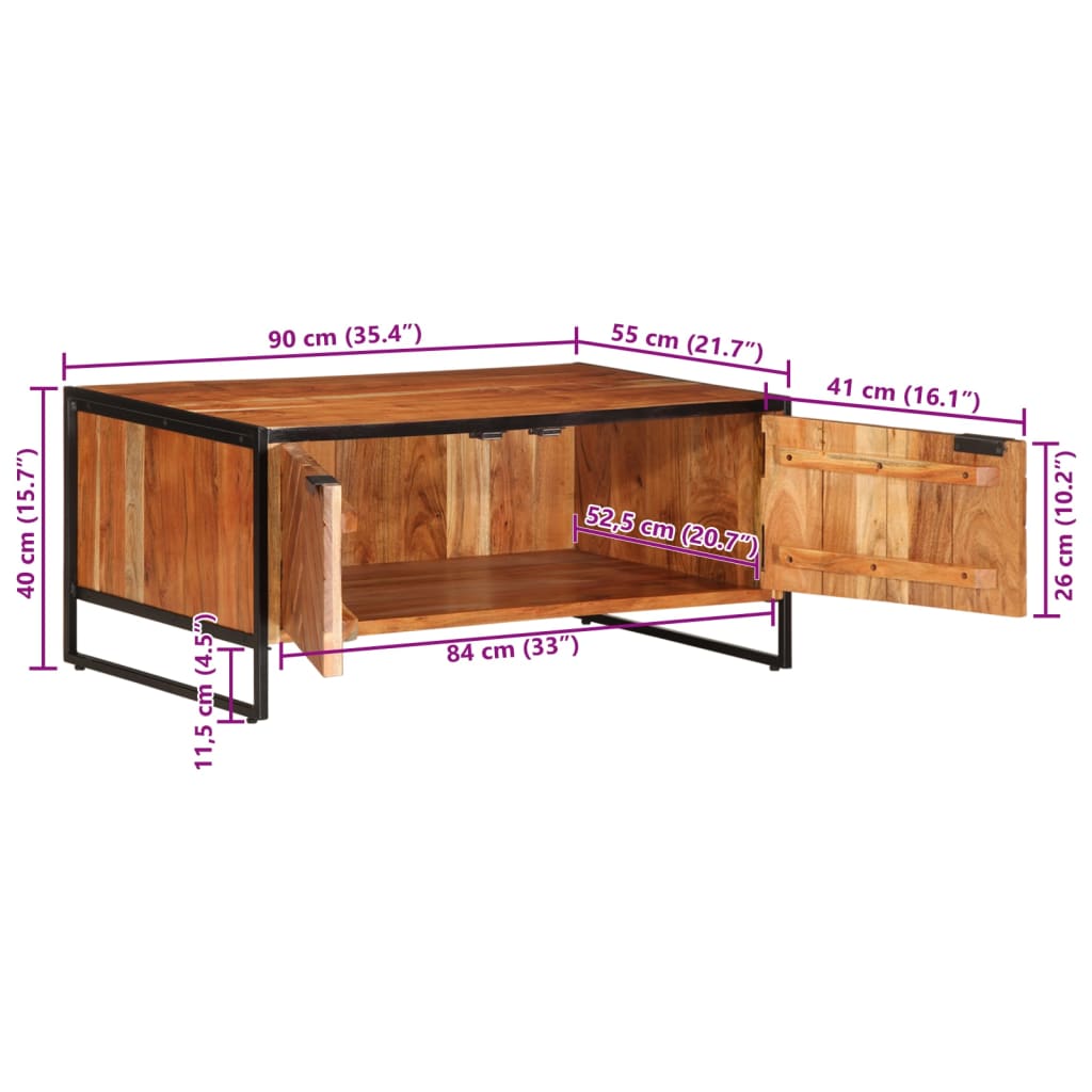 Stolić za kavu 90x55x40 cm od masivnog drva bagrema