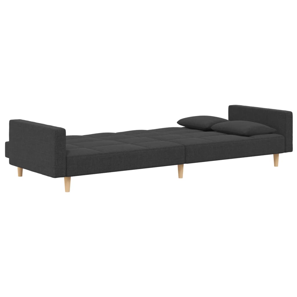Dvosjed na razvlačenje s dva jastuka tamnosivi od tkanine