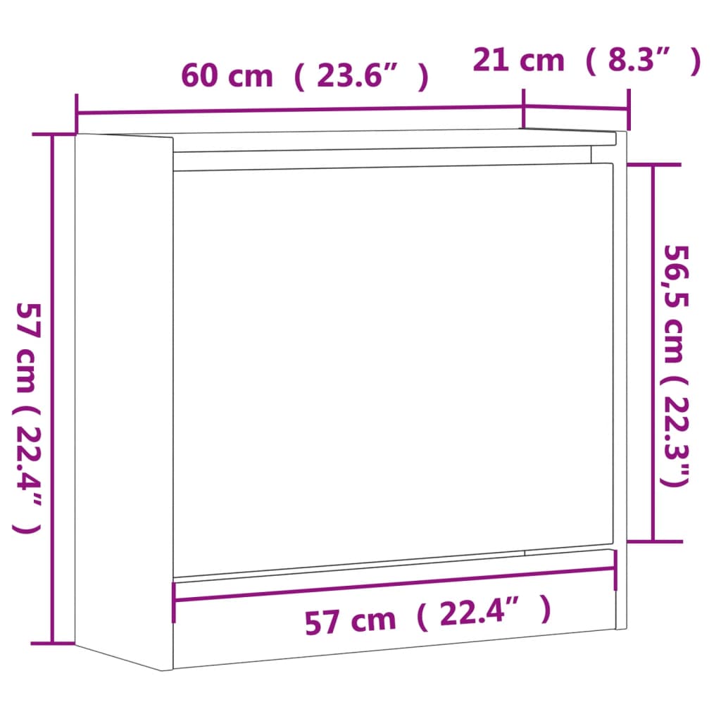 Ormarić za cipele boja hrasta 60x21x57 cm konstruirano drvo