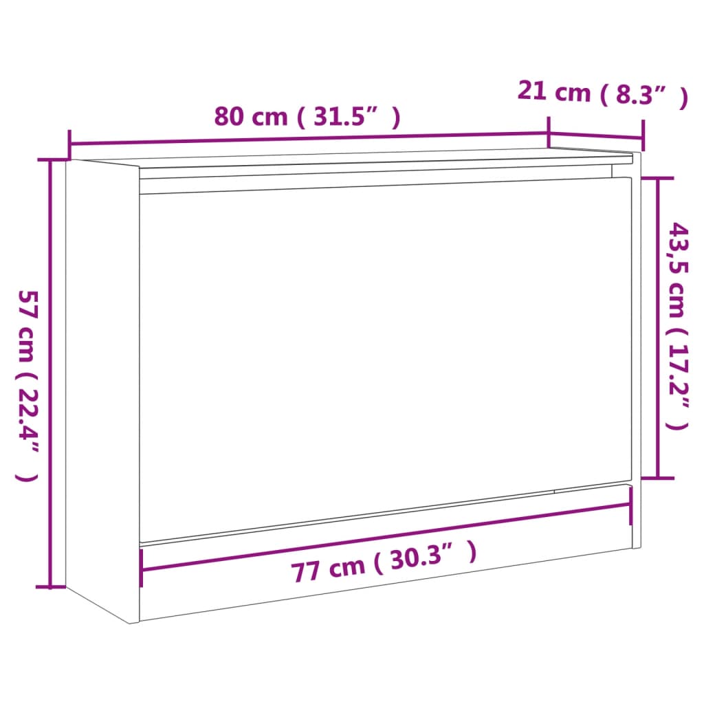 Ormarić za cipele sivi hrast 80x21x57 cm konstruirano drvo