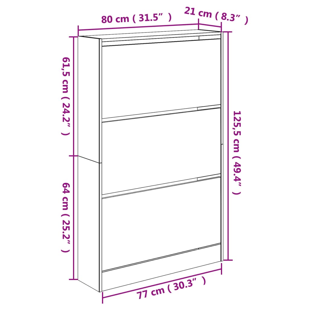 Ormarić za cipele bijeli 80x21x125,5 cm od konstruiranog drva