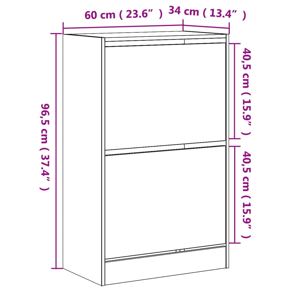 Ormarić za cipele boja hrasta 60x34x96,5 cm konstruirano drvo