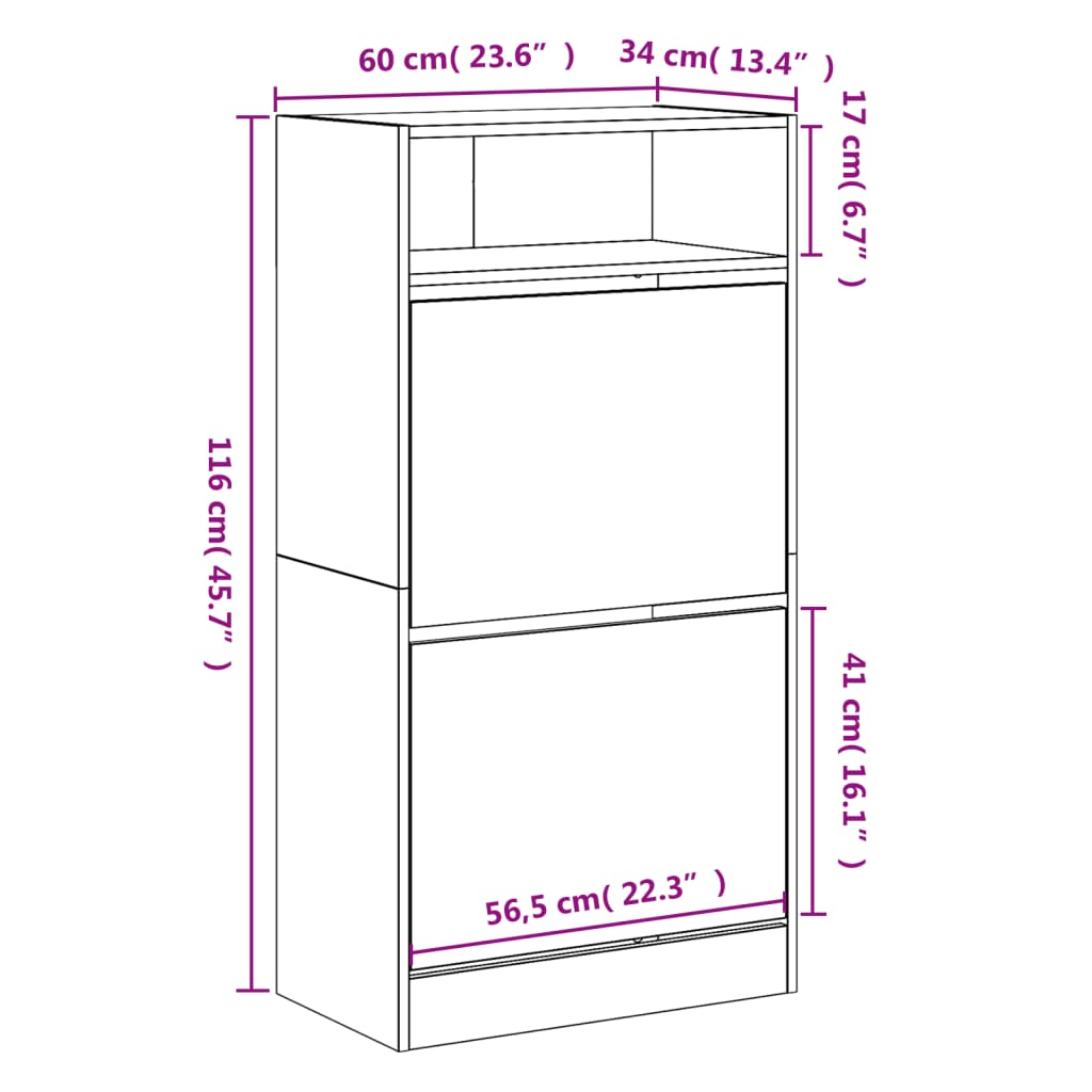 Ormarić za cipele bijeli 60 x 34 x 116 cm od konstruiranog drva