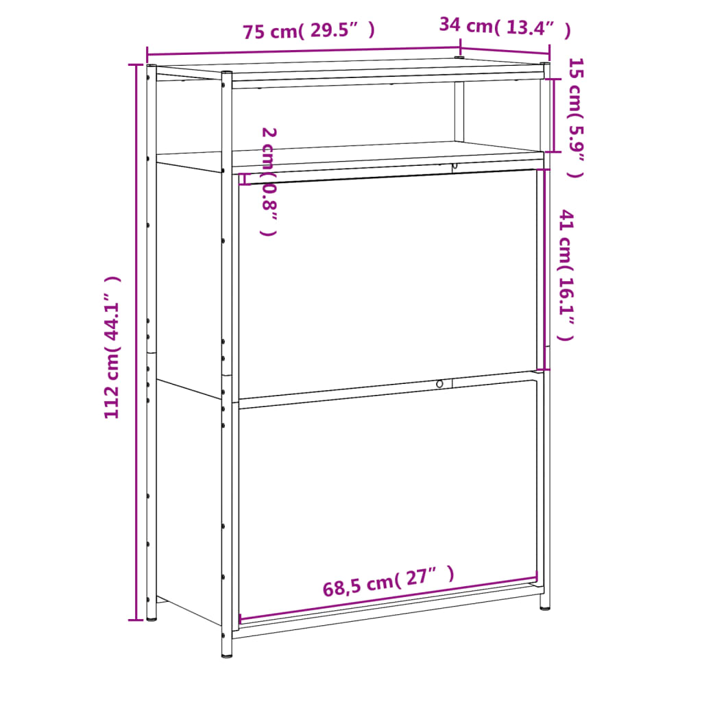 Ormarić za cipele boja hrasta 75x34x112 cm konstruirano drvo