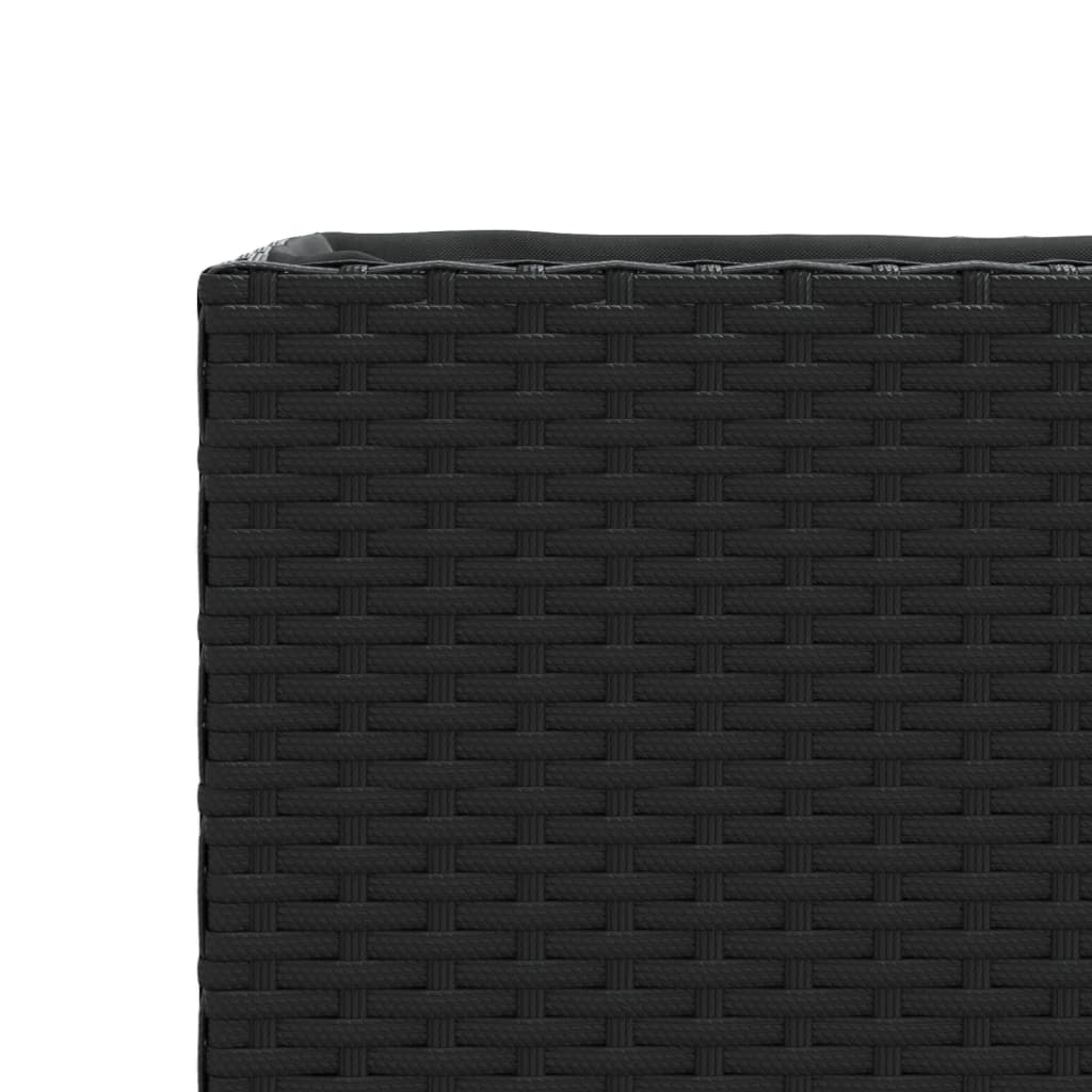 Vrtna sadilica s 2 posude crna 90 x 20 x 40 cm od poliratana